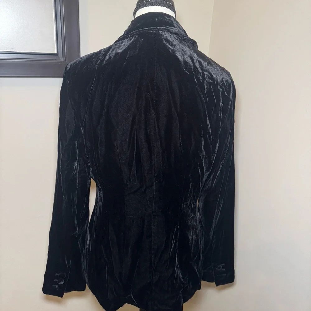 Tape‎ Measure Black Velvet Blazer Jacket Womens Size 10 3 Button Tailored